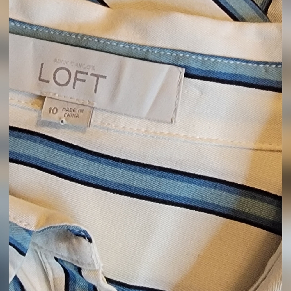 Loft Striped Shirt Button Belted Midi Dress - Picture 8 of 9